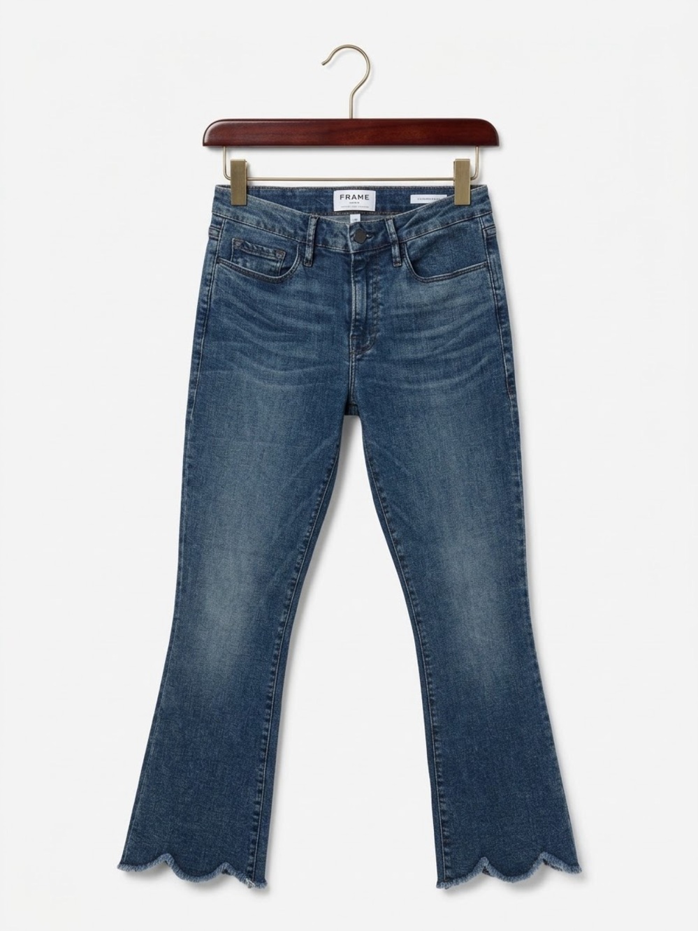 Frame Denim - Le Crop Mini Boot with Raw Scalloped Hem